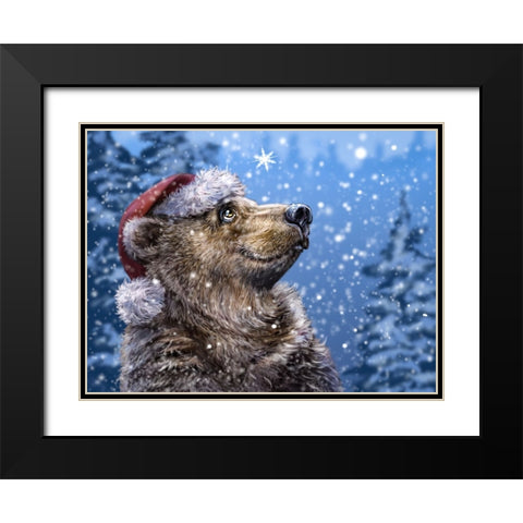 Christmas Bear Black Modern Wood Framed Art Print with Double Matting by LaMontagne, Patrick