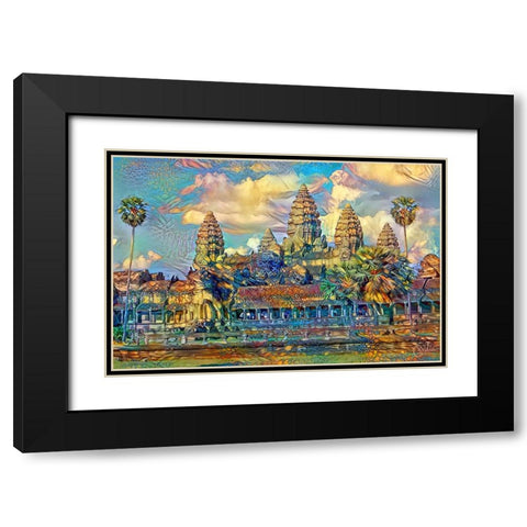 Cambodia Angkor Wat Black Modern Wood Framed Art Print with Double Matting by Gavidia, Pedro