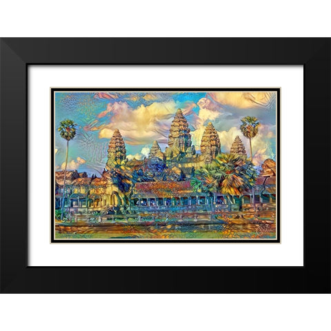 Cambodia Angkor Wat Black Modern Wood Framed Art Print with Double Matting by Gavidia, Pedro