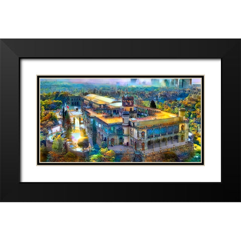 Mexico City Chapultepec Castle Black Modern Wood Framed Art Print with Double Matting by Gavidia, Pedro