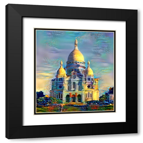 Paris France Basilica of the Sacred Heart Sacre Coeur Black Modern Wood Framed Art Print with Double Matting by Gavidia, Pedro