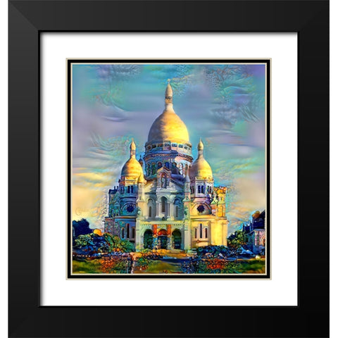 Paris France Basilica of the Sacred Heart Sacre Coeur Black Modern Wood Framed Art Print with Double Matting by Gavidia, Pedro