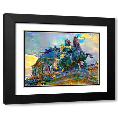 Paris France Louvre Museum Statue of Louis XIV Black Modern Wood Framed Art Print with Double Matting by Gavidia, Pedro