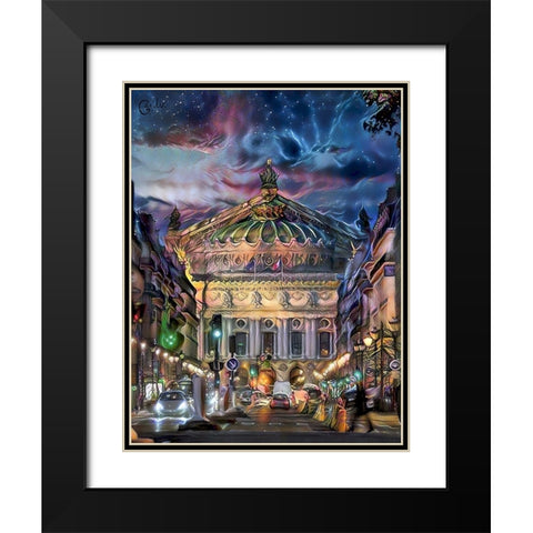 Paris France Opera Garnier at dusk Black Modern Wood Framed Art Print with Double Matting by Gavidia, Pedro