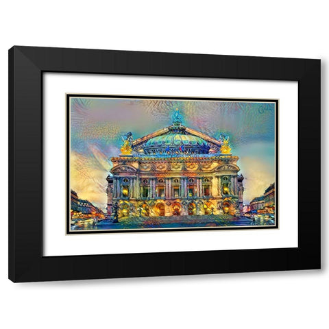 Paris France Opera Garnier Black Modern Wood Framed Art Print with Double Matting by Gavidia, Pedro