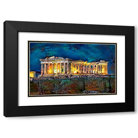 Athens Greece Parthenon Black Modern Wood Framed Art Print with Double Matting by Gavidia, Pedro