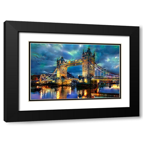 England London Bridge Black Modern Wood Framed Art Print with Double Matting by Gavidia, Pedro