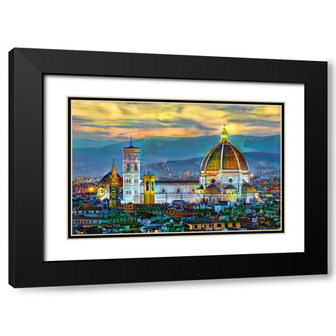 Florence Italy Duomo Sunset Black Modern Wood Framed Art Print with Double Matting by Gavidia, Pedro
