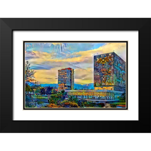 Mexico City University City Black Modern Wood Framed Art Print with Double Matting by Gavidia, Pedro