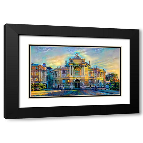 Odessa Ukraine Opera and Ballet Theater Black Modern Wood Framed Art Print with Double Matting by Gavidia, Pedro