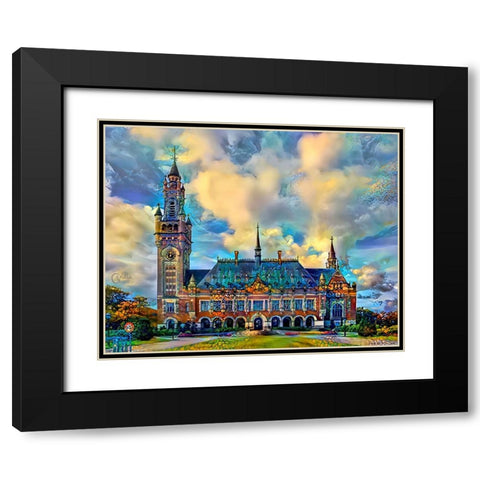 The Hague Netherlands Peace Palace Black Modern Wood Framed Art Print with Double Matting by Gavidia, Pedro
