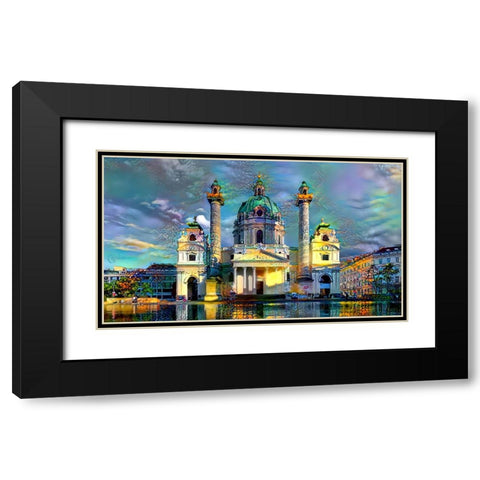 Vienna Austria Karlskirche Black Modern Wood Framed Art Print with Double Matting by Gavidia, Pedro