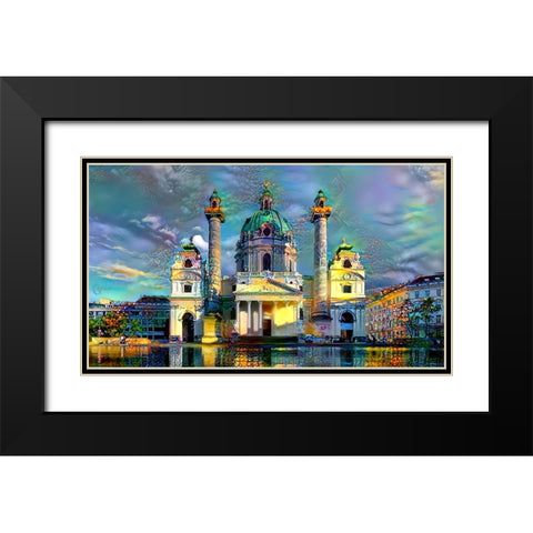 Vienna Austria Karlskirche Black Modern Wood Framed Art Print with Double Matting by Gavidia, Pedro