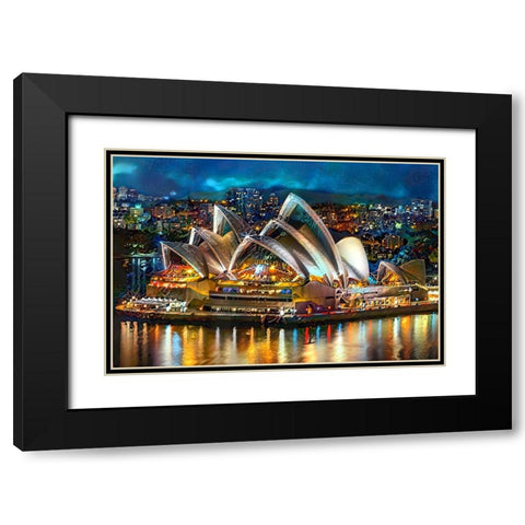 Australia Sydney Opera House Black Modern Wood Framed Art Print with Double Matting by Gavidia, Pedro