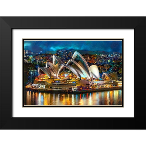 Australia Sydney Opera House Black Modern Wood Framed Art Print with Double Matting by Gavidia, Pedro
