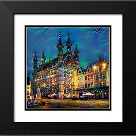 Belgium Leuven Town Hall Black Modern Wood Framed Art Print with Double Matting by Gavidia, Pedro