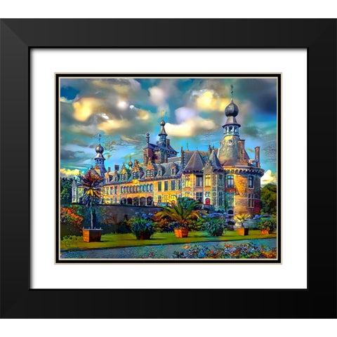 Deinze Belgium Ooidonk Castle Black Modern Wood Framed Art Print with Double Matting by Gavidia, Pedro