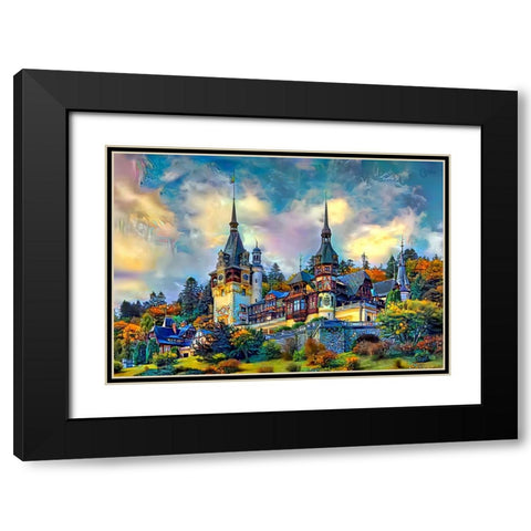 Sinai Romania Peles Castle Black Modern Wood Framed Art Print with Double Matting by Gavidia, Pedro