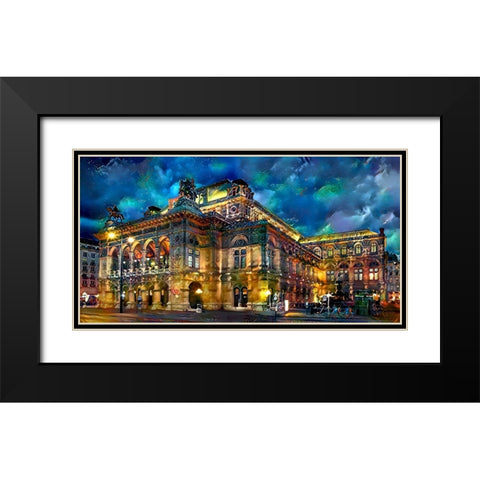 Vienna Austria Opera House Black Modern Wood Framed Art Print with Double Matting by Gavidia, Pedro
