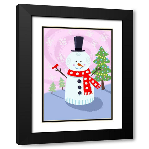 Snowman Swirl Black Modern Wood Framed Art Print with Double Matting by Randy Noble Fine Art