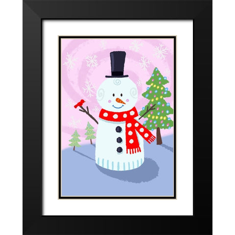 Snowman Swirl Black Modern Wood Framed Art Print with Double Matting by Randy Noble Fine Art