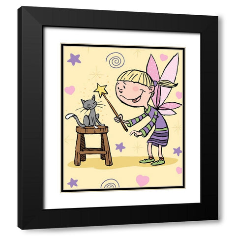 Magic Cat Black Modern Wood Framed Art Print with Double Matting by Randy Noble Fine Art