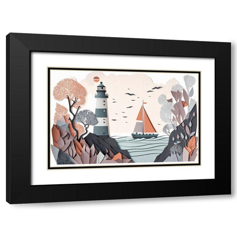 Mid Century Coastal Scenes 5 Black Modern Wood Framed Art Print with Double Matting by Heere, Ray