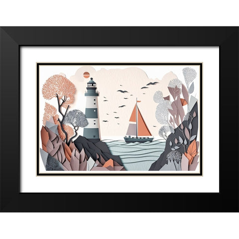 Mid Century Coastal Scenes 5 Black Modern Wood Framed Art Print with Double Matting by Heere, Ray