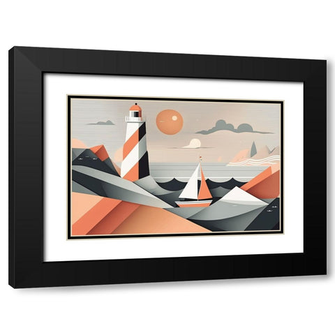Mid Century Coastal Scenes 12 Black Modern Wood Framed Art Print with Double Matting by Heere, Ray