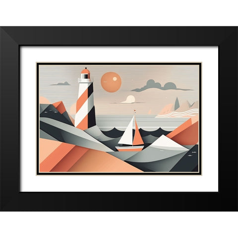 Mid Century Coastal Scenes 12 Black Modern Wood Framed Art Print with Double Matting by Heere, Ray