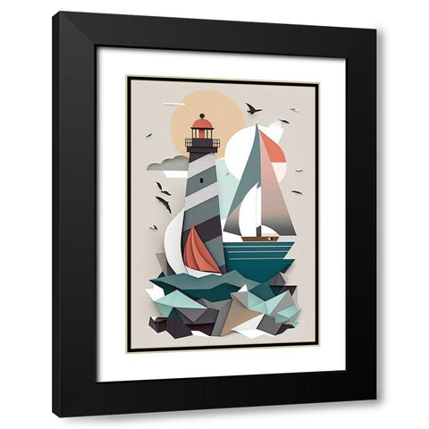Mid Century Coastal Scenes 29 Black Modern Wood Framed Art Print with Double Matting by Heere, Ray