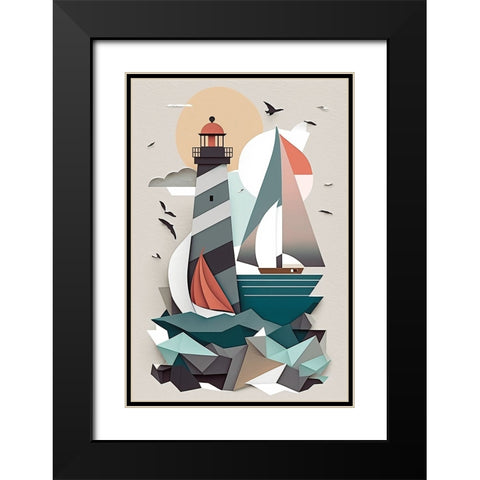 Mid Century Coastal Scenes 29 Black Modern Wood Framed Art Print with Double Matting by Heere, Ray