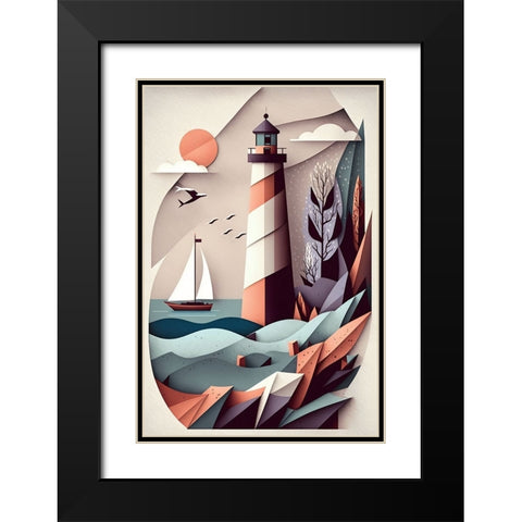 Mid Century Coastal Scenes 31 Black Modern Wood Framed Art Print with Double Matting by Heere, Ray