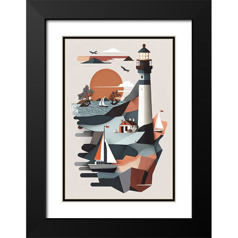 Mid Century Coastal Scenes 35 Black Modern Wood Framed Art Print with Double Matting by Heere, Ray