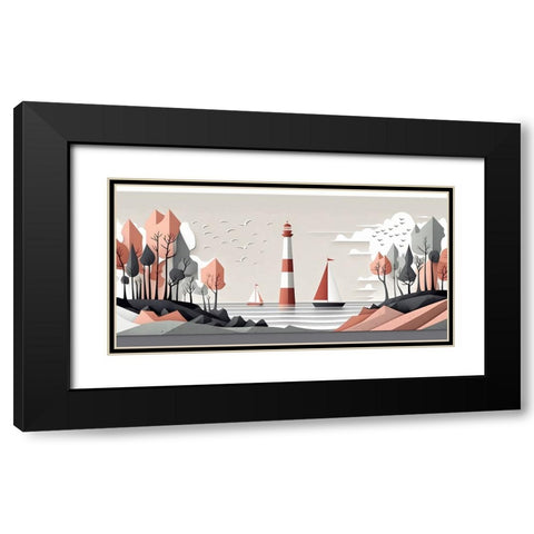 Mid Century Coastal Scenes 40 Black Modern Wood Framed Art Print with Double Matting by Heere, Ray
