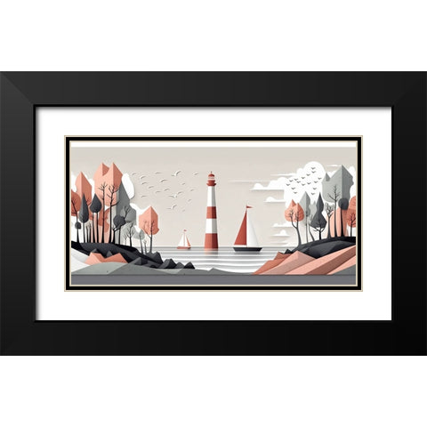 Mid Century Coastal Scenes 40 Black Modern Wood Framed Art Print with Double Matting by Heere, Ray