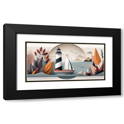 Mid Century Coastal Scenes 43 Black Modern Wood Framed Art Print with Double Matting by Heere, Ray