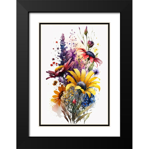 Watercolor Wildflowers 21 Black Modern Wood Framed Art Print with Double Matting by Heere, Ray