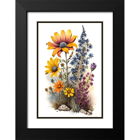 Watercolor Wildflowers 23 Black Modern Wood Framed Art Print with Double Matting by Heere, Ray