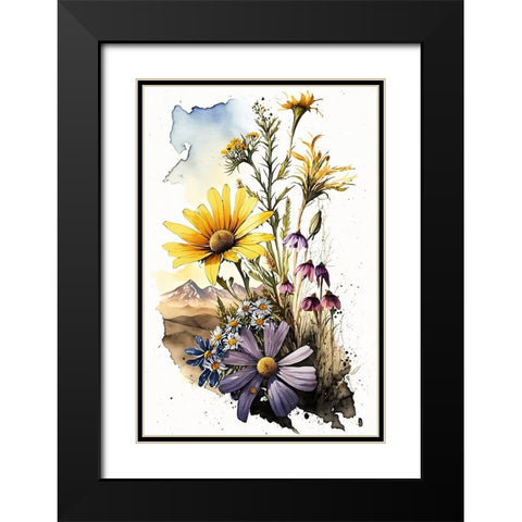 Watercolor Wildflowers 24 Black Modern Wood Framed Art Print with Double Matting by Heere, Ray