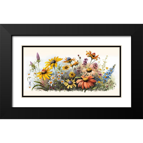 Watercolor Wildflowers 25 Black Modern Wood Framed Art Print with Double Matting by Heere, Ray