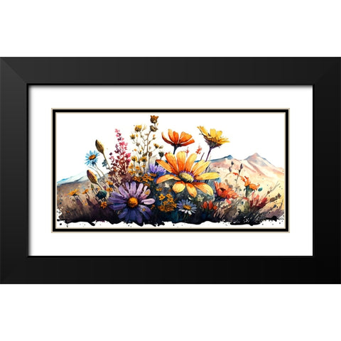Watercolor Wildflowers 29 Black Modern Wood Framed Art Print with Double Matting by Heere, Ray