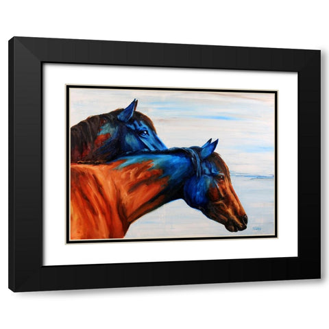 Blue Regalia Black Modern Wood Framed Art Print with Double Matting by Gould, Renee