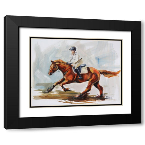 Galloping Black Modern Wood Framed Art Print with Double Matting by Gould, Renee