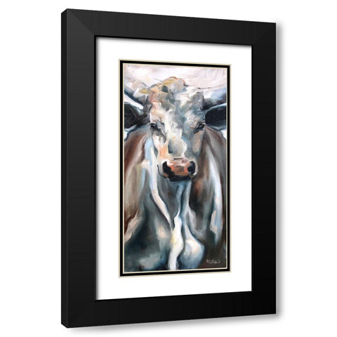 Lil Blue Black Modern Wood Framed Art Print with Double Matting by Gould, Renee