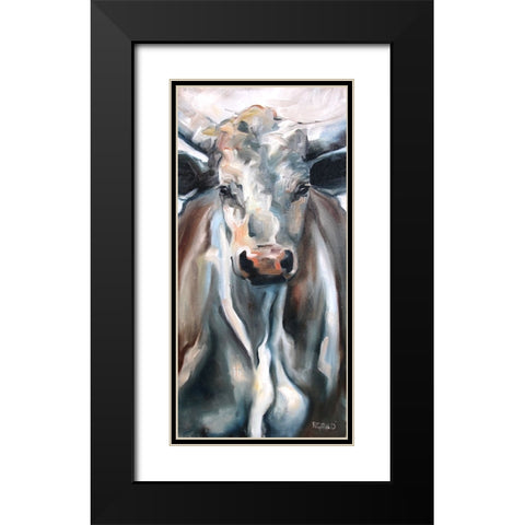 Lil Blue Black Modern Wood Framed Art Print with Double Matting by Gould, Renee