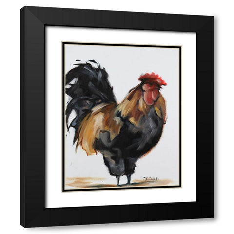 Rooster 1 Black Modern Wood Framed Art Print with Double Matting by Gould, Renee