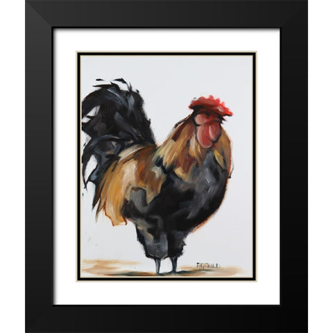 Rooster 1 Black Modern Wood Framed Art Print with Double Matting by Gould, Renee