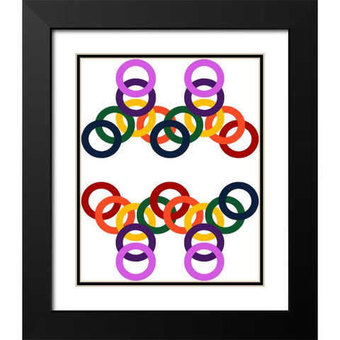 Rainbow Circles-4 Black Modern Wood Framed Art Print with Double Matting by Homawoo, Richard