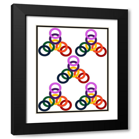 Rainbow Circles-5 Black Modern Wood Framed Art Print with Double Matting by Homawoo, Richard